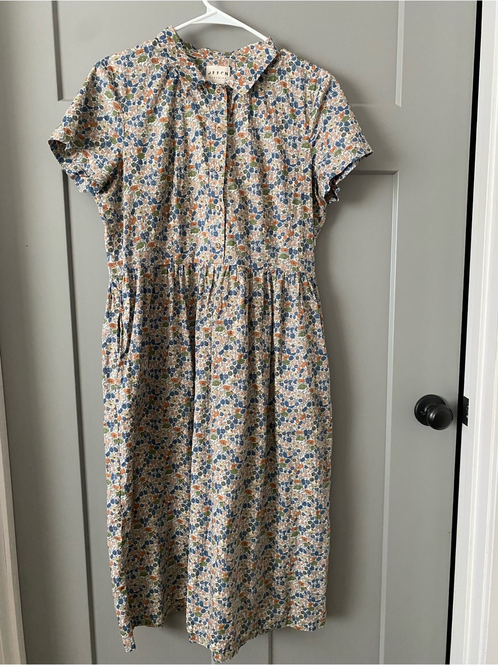OffOn cotton Floral Midi Shirt Dress